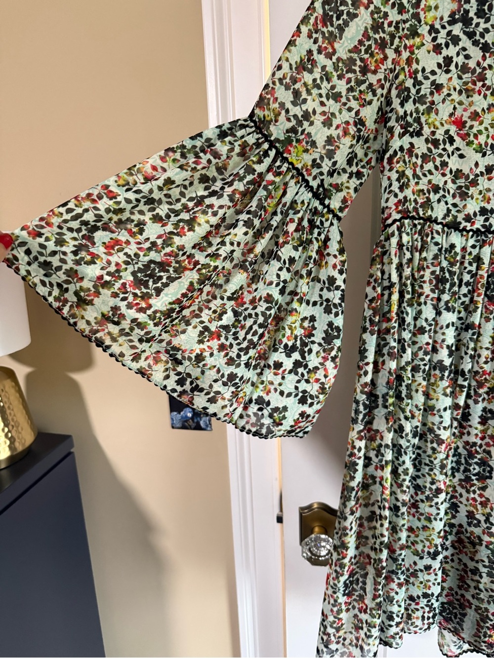 Anthropologie Bhanuni by JVOYI Floral Green & Multi-Color Girls' Boho Dress 14 - Picture 2 of 4